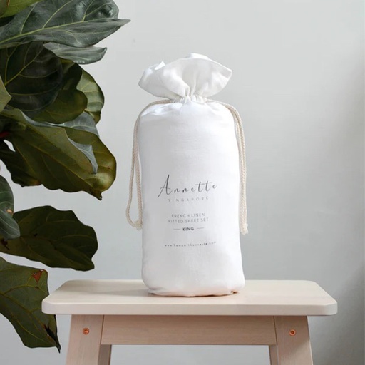 French Linen Fitted Sheet Set - White